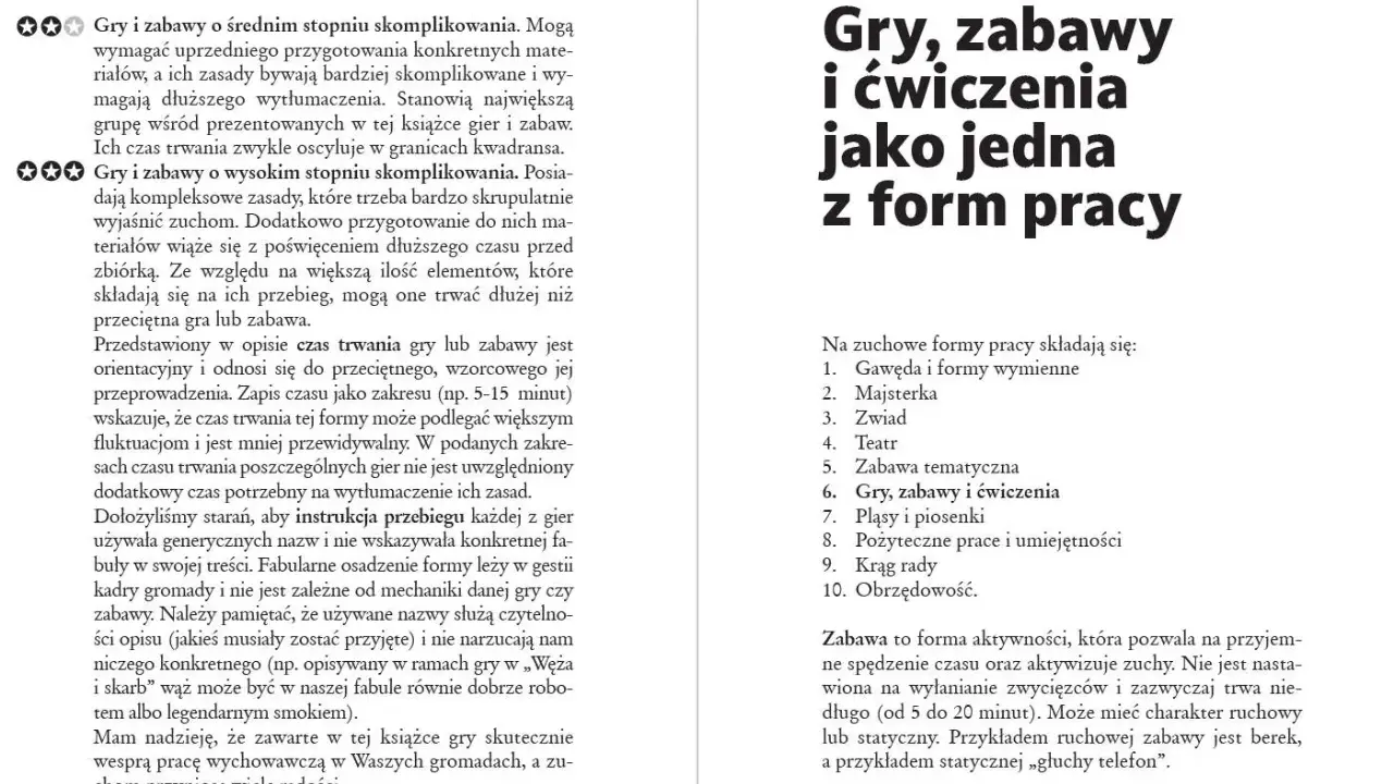 Gry i zabawy harcerskie to klucz do rozwoju zuchów. Strona opisuje różne rodzaje zabaw, od prostych po skomplikowane, podkreślając ich rolę w pracy wychowawczej.