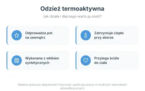 Odzież termoaktywna: odprowadza pot, zatrzymuje ciepło, jest z włókien syntetycznych i przylega do ciała. Tak działa, by zapewnić komfort.