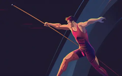 Atletyczny mężczyzna w ruchu, gotowy do rzutu oszczepem. Dynamiczna sylwetka i skupienie na celu.